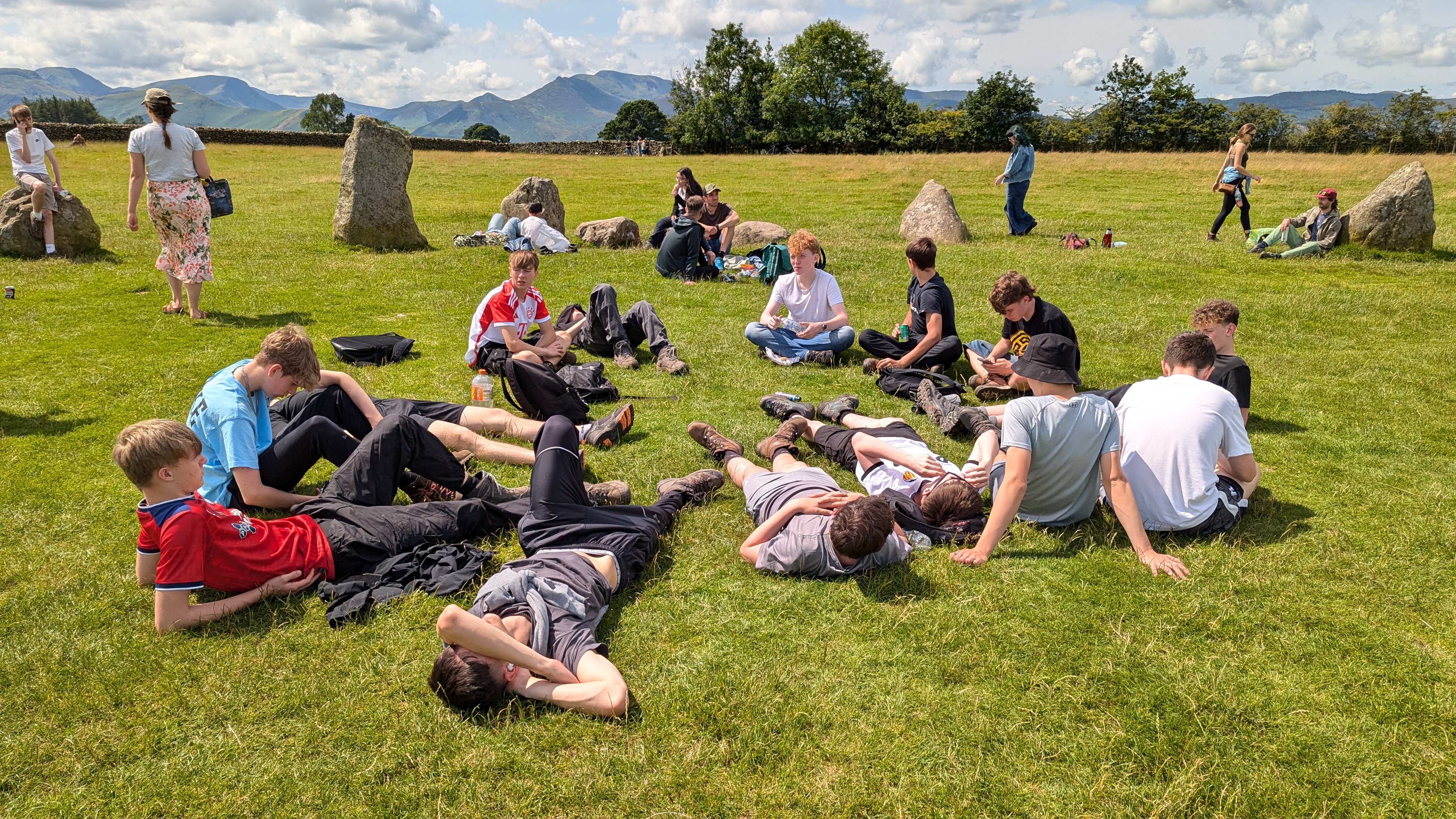 Castlerigg Stone Circle with the fells beyond at dawn
